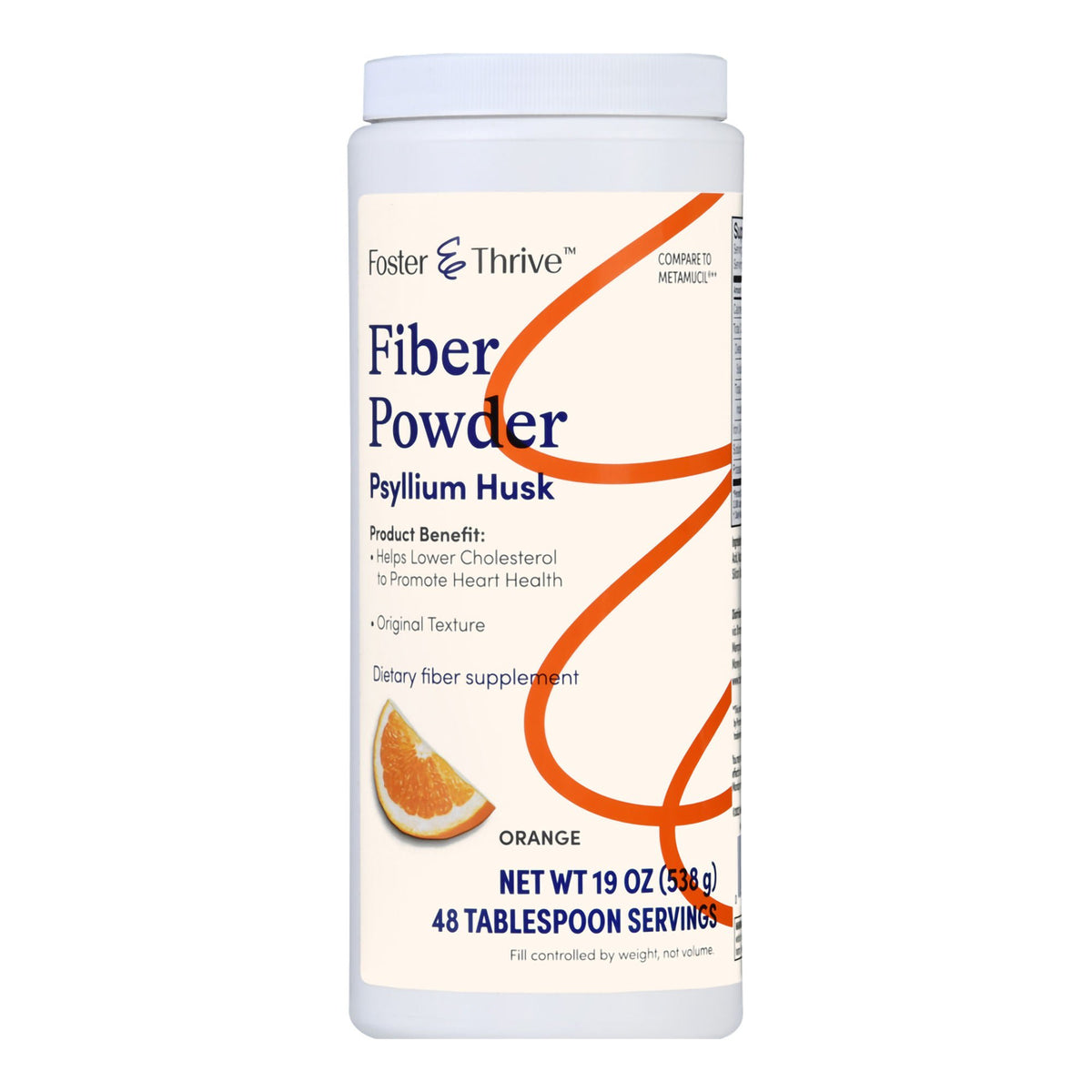Foster & Thrive Fiber Powder, Psyllium Husk, Orange Flavor - 19 oz - LL Medico