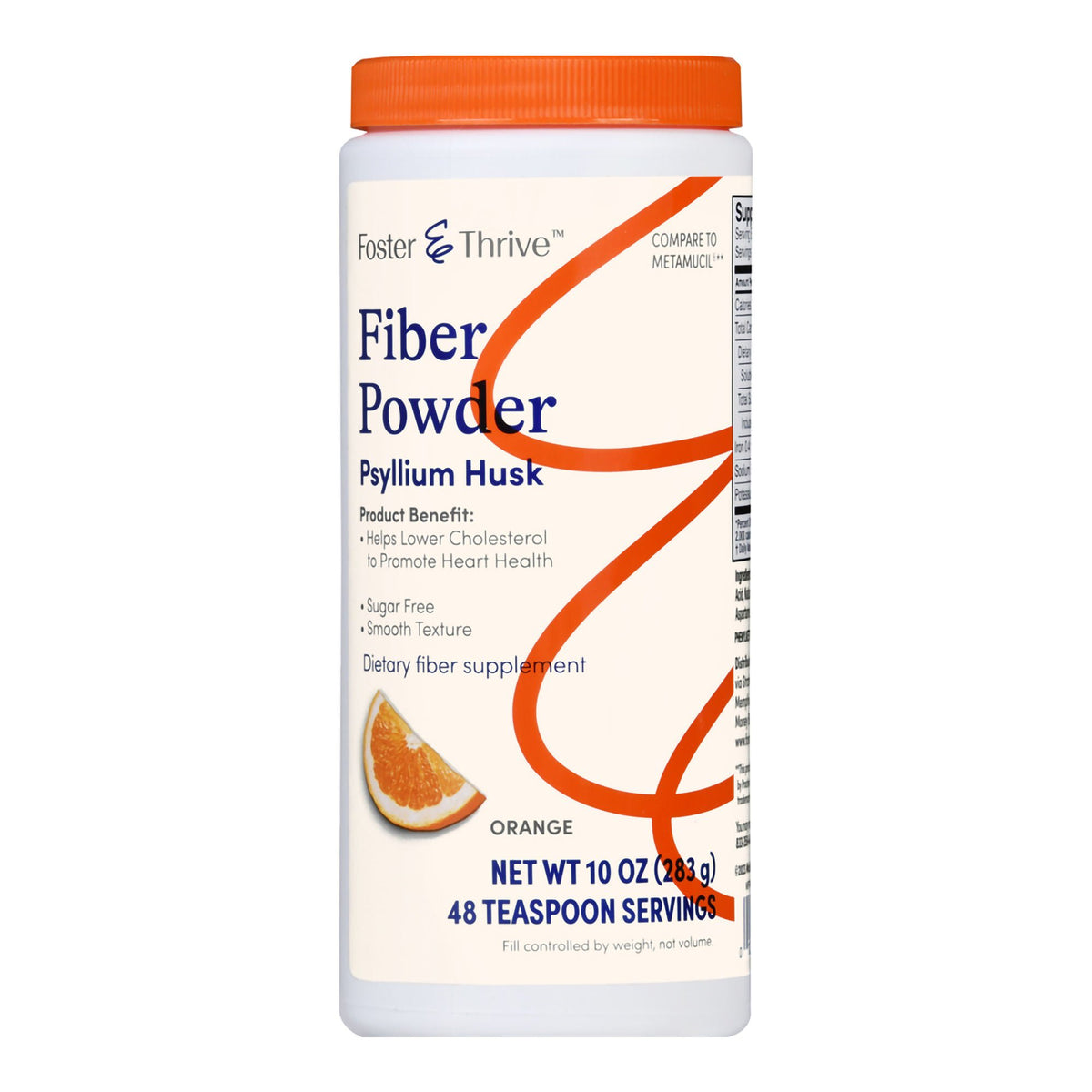 Foster & Thrive Fiber Powder, Psyllium Husk, Orange Flavor - 10 oz - LL Medico