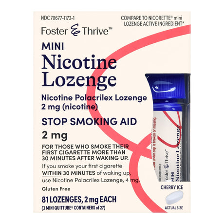 Foster & Thrive Mini Nicotine Polacrilex Lozenges, 2 mg, Cherry Ice | LL Medico