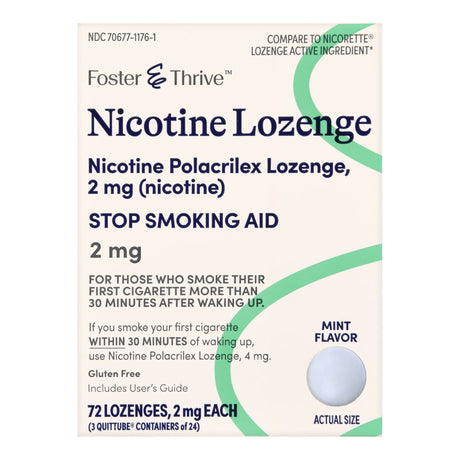 Foster & Thrive Mini Nicotine Polacrilex Lozenges, 2 mg, Mint | LL Medico