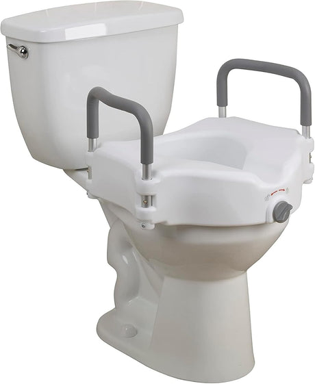Raised Toilet Seat with Arms Drive Premium 3-1/2 Inch Height Standard Round 300 Lbs. Weight Capacity