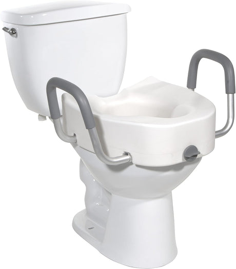 Raised Toilet Seat with Arms Drive Premium 3-1/2 Inch Height Elongated 300 Lbs. Weight Capacity