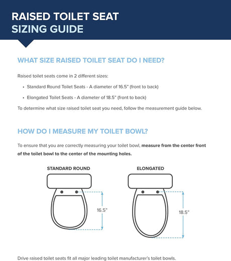 Raised Toilet Seat with Arms Drive Premium 3-1/2 Inch Height Elongated 300 Lbs. Weight Capacity