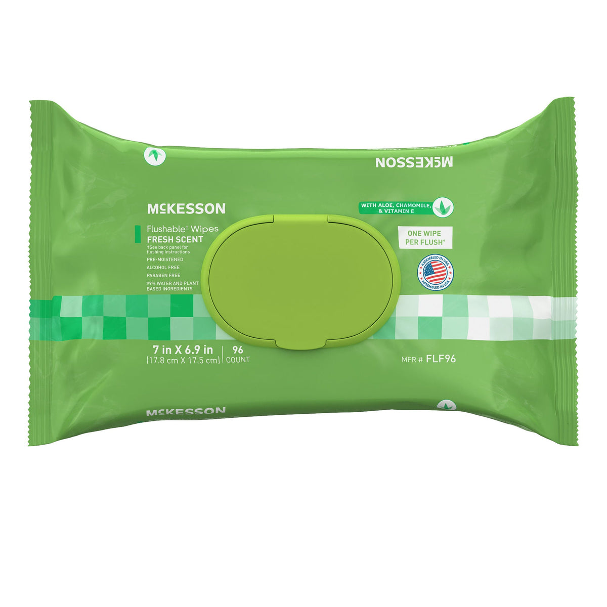 McKesson Flushable Wipes with Aloe, Chamomile & Vitamin E, Fresh Scent, 7" x 6.9" - FLF96 - LL Medico