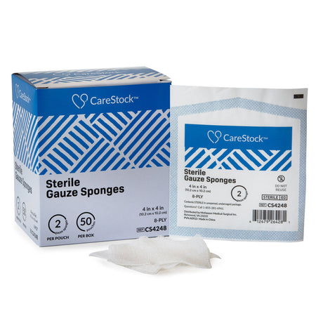 CareStock Sterile Gauze Sponges, 4 in x 4 in, 8-Ply - CS4248 - LL Medico