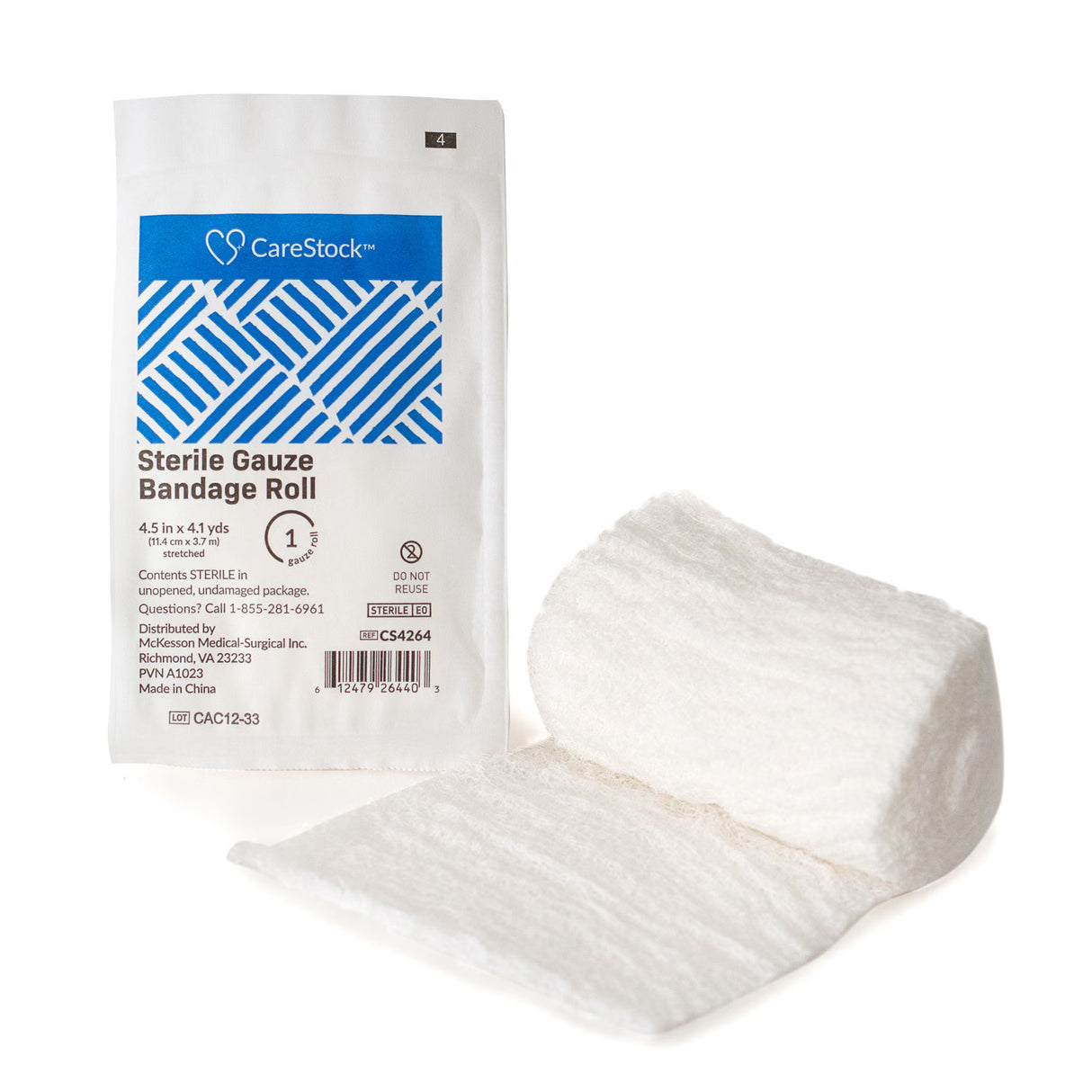 CareStock Sterile Gauze Bandage Roll, Sterile, 4.5 Inch x 4.1 Yard