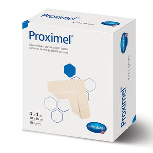 Hartmann Proximel Foam Dressing With Border, Waterproof, Silicone Adhesive, Square, Sterile — 4" x 4"