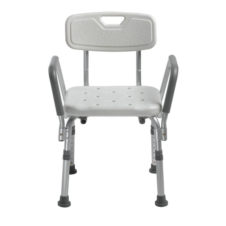 Bath Bench Drive Padded Removable Arms Aluminum Frame with Backrest 16 Inch Seat Width 300 Lbs. Weight Capacity