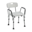 Bath Bench Drive Padded Removable Arms Aluminum Frame with Backrest 16 Inch Seat Width 300 Lbs. Weight Capacity