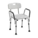 Bath Bench Drive Padded Removable Arms Aluminum Frame with Backrest 16 Inch Seat Width 300 Lbs. Weight Capacity