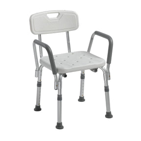 Bath Bench Drive Padded Removable Arms Aluminum Frame with Backrest 16 Inch Seat Width 300 Lbs. Weight Capacity