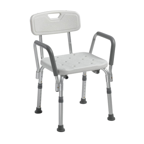 Bath Bench Drive Padded Removable Arms Aluminum Frame with Backrest 16 Inch Seat Width 300 Lbs. Weight Capacity