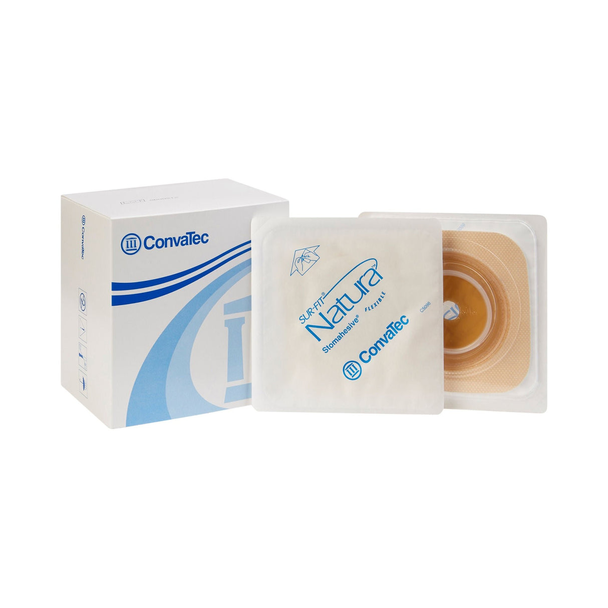 ConvaTec Sur-Fit Natura Stomahesive Skin Barrier, Tan Tape Collar, Cut-to-Fit up to 1 1/4", 45mm Flange, 4" x 4" - 125264 - LL Medico