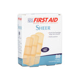 American White Cross First Aid Adhesive Strips, Sheer, Plastic, Sterile, 1" x 3", 0.75" x 3", 0.625" x 2.25" - 1260033-Box - LL Medico