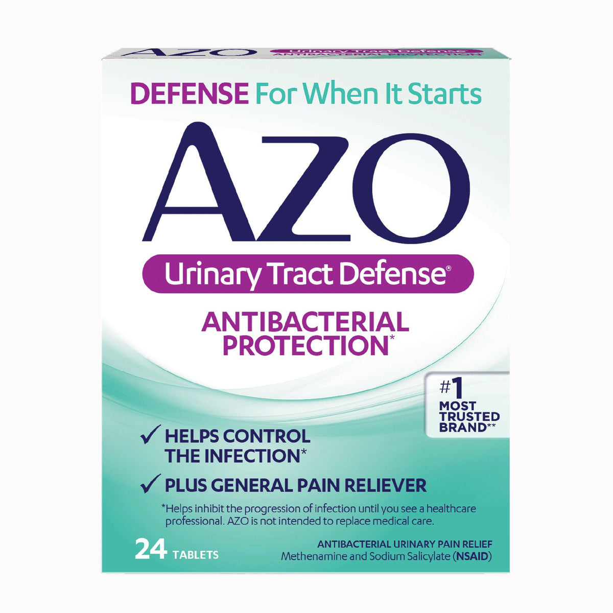 AZO Urinary Tract Defense Antibacterial Protection Tablets, Methenamine / Sodium Salicylate 162 mg - 162.5 mg - 24 count - LL Medico