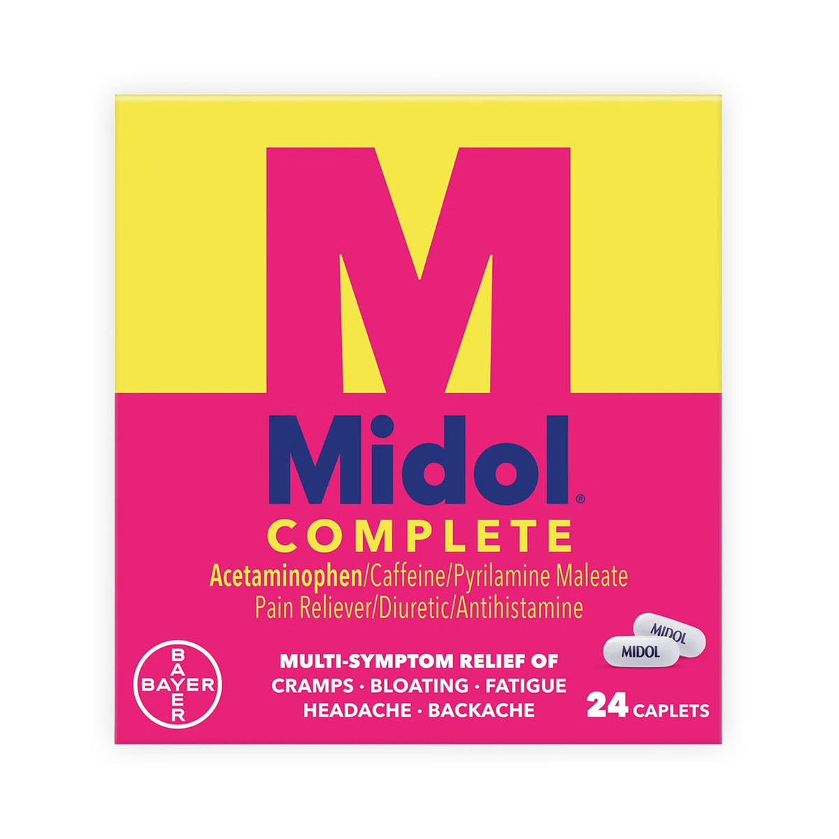 Midol Complete Caplets, Acetaminophen / Caffeine / Pyrilamine Maleate, 500 mg - 60 mg - 15 mg - 12843015859 - LL Medico