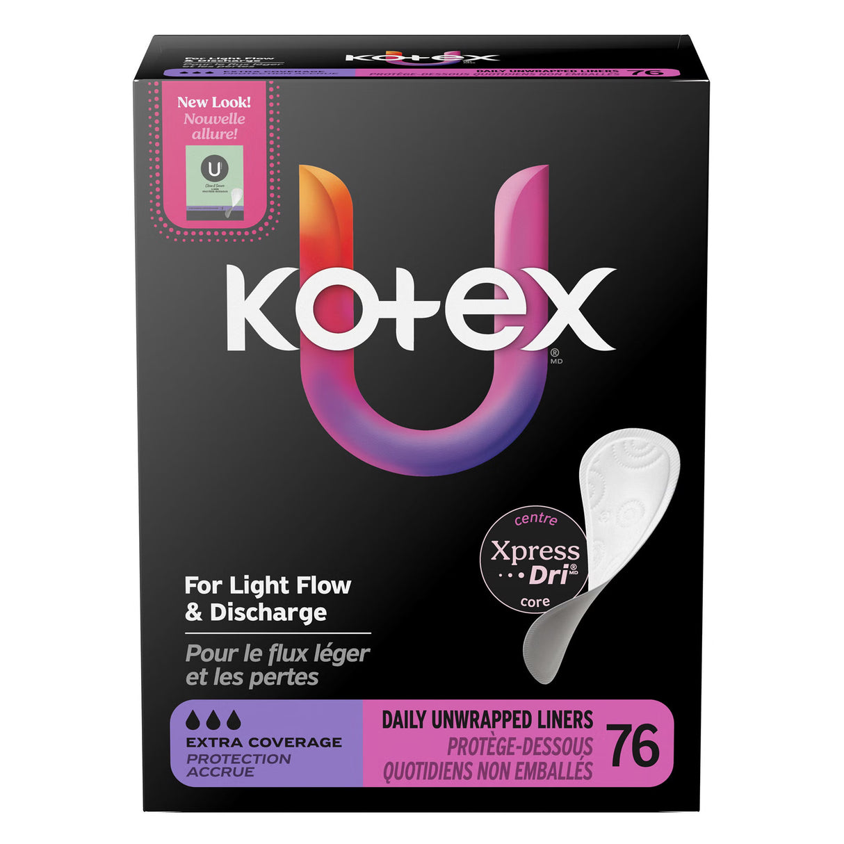 U by Kotex Extra Coverage Panty Liners, Light Absorbency, Unscented