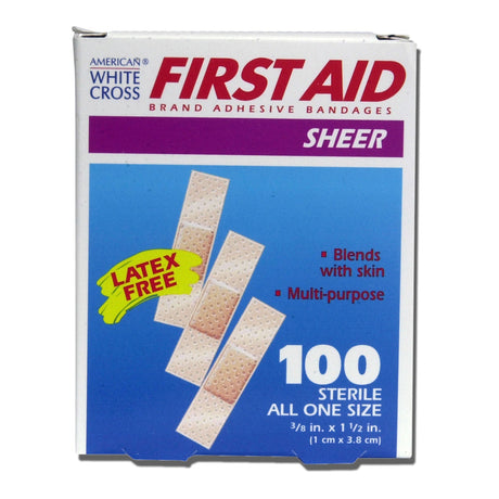Dukal American White Cross First Aid Adhesive Strip, 3/8 x 1½ Inch