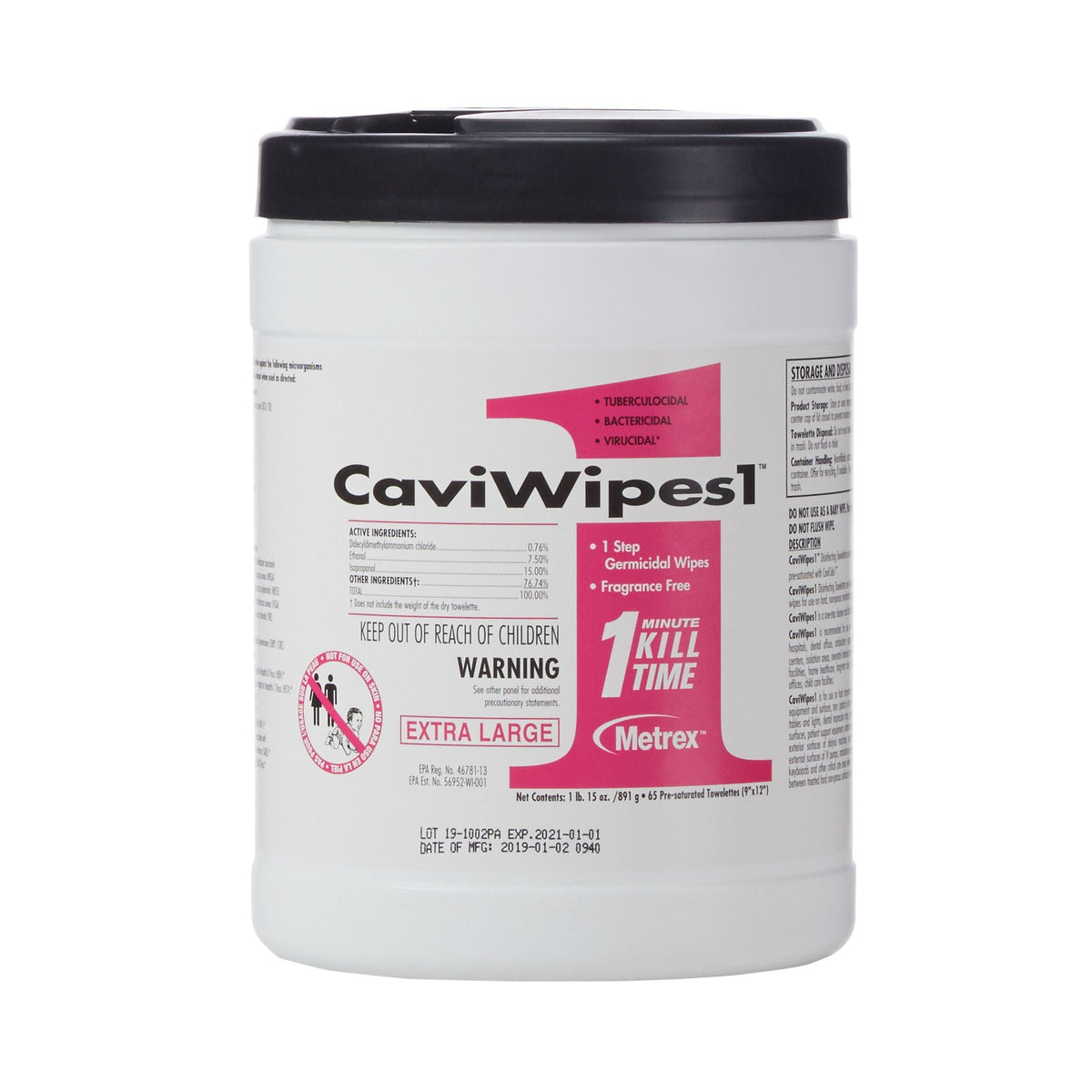 CaviWipes1 Surface Disinfectant Wipes, Premoistened Alcohol Based, Nonsterile, 9 x 12" - 13-5150 - LL Medico