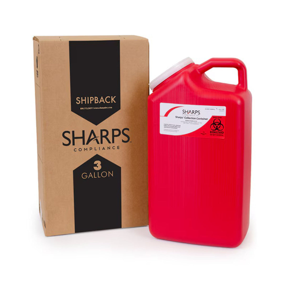 Sharps Recovery System Mailback Sharps Container, 3 Gallon, Red Base, Vertical Entry, 17 x 6 x 9", Plastic, Non-Sterile - 13000-008 - LL Medico