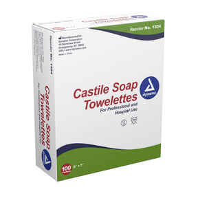 Dynarex Scented Castile Soap Towelettes, Individual Packets, Non-Sterile, 5" x 7" - 1304 - LL Medico