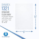 Dynarex Flush Away Personal Wipes, Adult, Tub, Aloe/Lanolin Scented