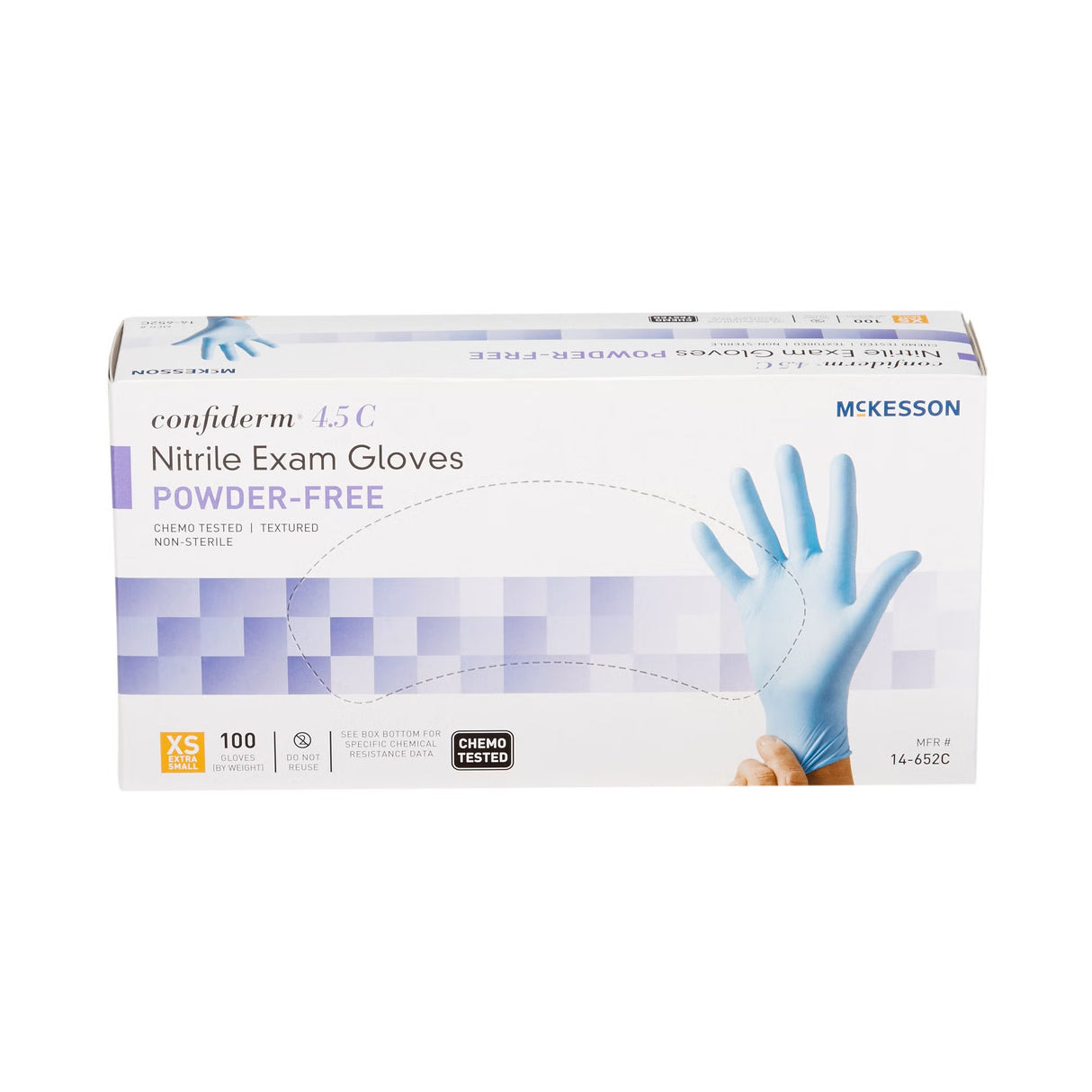 McKesson Confiderm 4.5C Nitrile Exam Gloves, Powder-Free, Textured, Non-Sterile - 14-652C - LL Medico