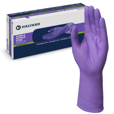 Halyard Purple Nitrile-Xtra Exam Gloves, Powder-Free, Extended Cuff