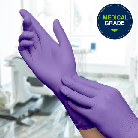 Halyard Purple Nitrile-Xtra Exam Gloves, Powder-Free, Extended Cuff