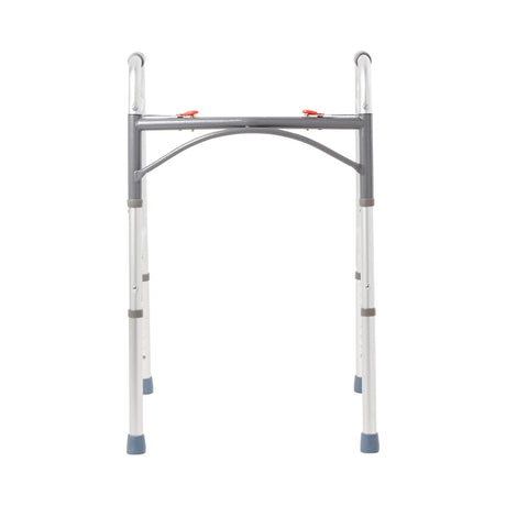Dual Release Folding Walker Adjustable Height McKesson Aluminum Frame 350 Lbs. Weight Capacity 32 to 39 Inch Height