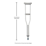 Underarm Crutches McKesson Youth 4 Foot 6 Inch to 5 Foot 2 Inch User Height Aluminum Frame 350 Lbs. Weight Capacity