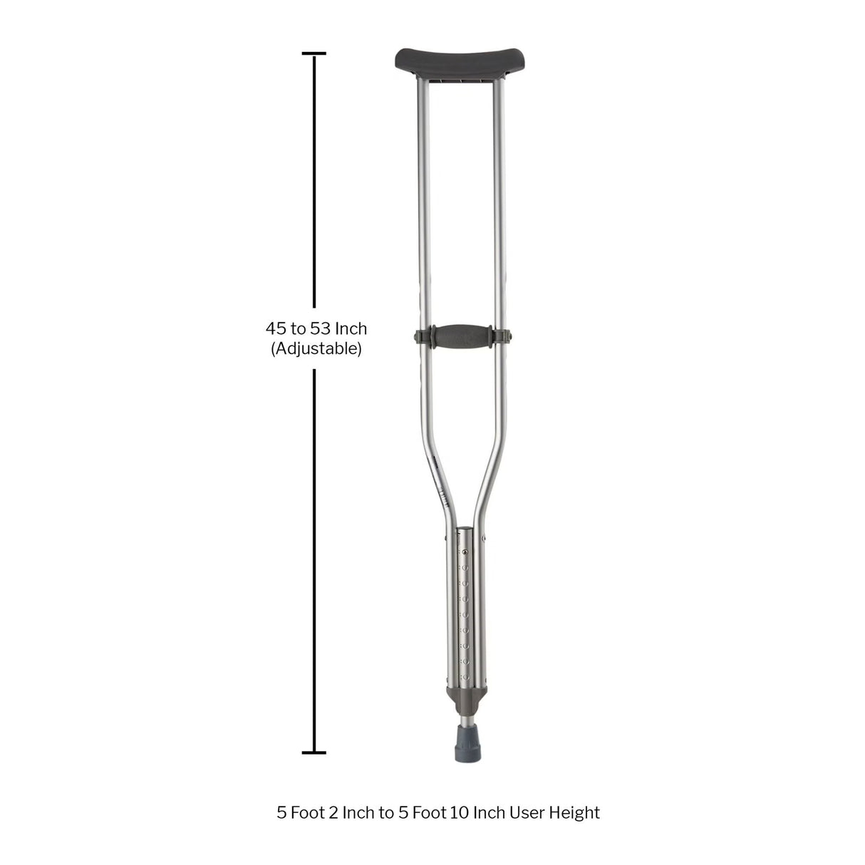 Underarm Crutches McKesson Adult 5 Foot 2 Inch to 5 Foot 10 Inch User Height Aluminum Frame 350 Lbs. Weight Capacity