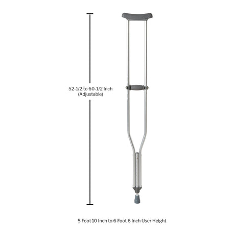 Underarm Crutches McKesson Tall Adult 5 Foot 10 Inch to 6 Foot 6 Inch User Height Aluminum Frame 350 Lbs. Weight Capacity