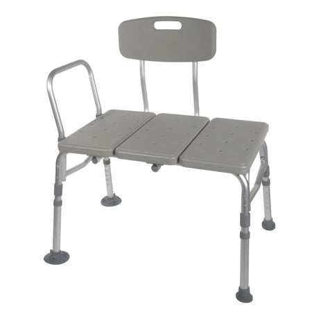 McKesson Knocked Down Bath Transfer Bench Removable Arm Rail 17-1/2 to 22-1/2 Inch Seat Height 400 Lbs. Weight Capacity