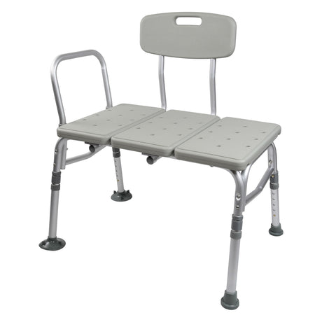 McKesson Knocked Down Bath Transfer Bench Removable Arm Rail 17-1/2 to 22-1/2 Inch Seat Height 400 Lbs. Weight Capacity