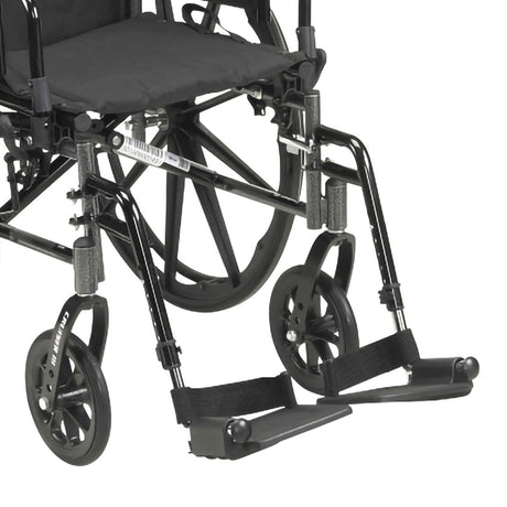 Lightweight Wheelchair McKesson Dual Axle Desk Length Arm Swing-away Footrest Black Upholstery 18 Inch Seat Width Adult 300 Lbs. Weight Capacity