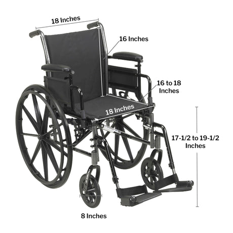 Lightweight Wheelchair McKesson Dual Axle Desk Length Arm Swing-away Footrest Black Upholstery 18 Inch Seat Width Adult 300 Lbs. Weight Capacity