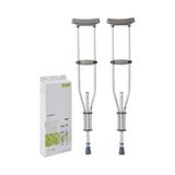 Underarm Crutches McKesson Youth / Adult / Tall Adult 4 Foot 6 Inch to 6 Foot 6 Inch User Height Aluminum Frame 300 Lbs. Weight Capacity