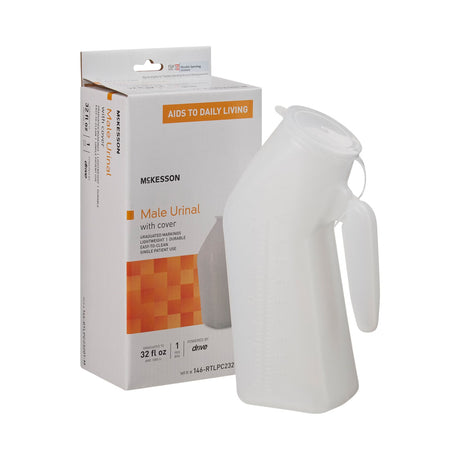 Male Urinal McKesson 32 Oz. / 946 Ml with Closure Single Patient Use