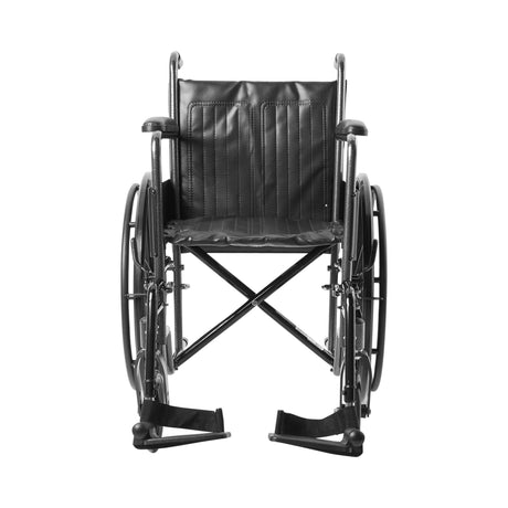 Wheelchair McKesson Dual Axle Full Length Arm Swing-away Footrest Black Upholstery 18 Inch Seat Width Adult 300 Lbs. Weight Capacity