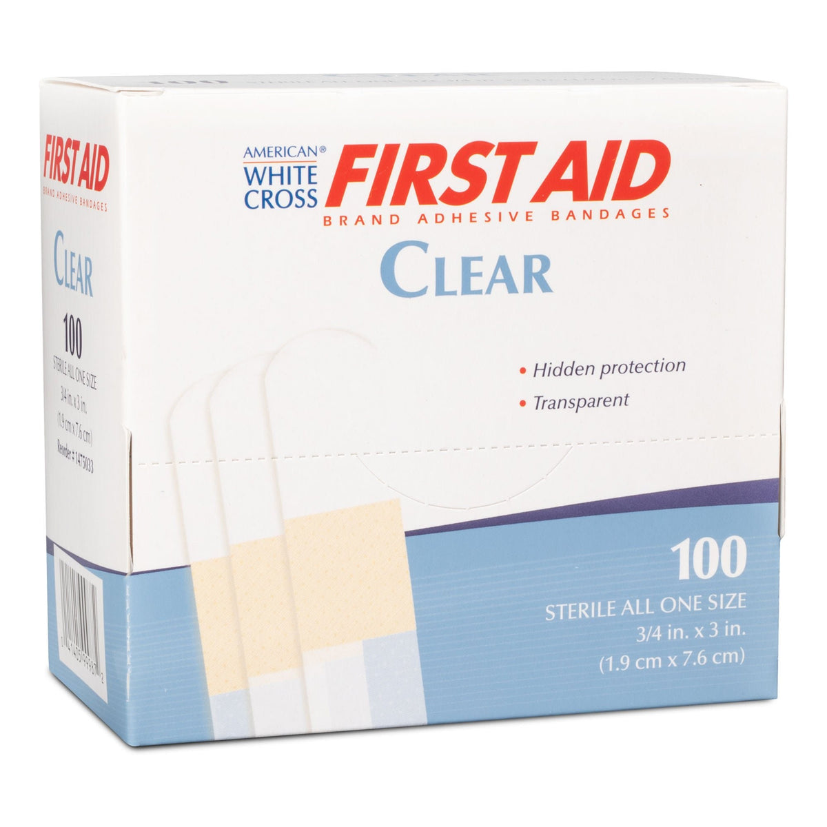 American White Cross First Aid, Adhesive Strip, Plastic, Clear, 0.75 x 3", Sterile - 1475033-Box - LL Medico