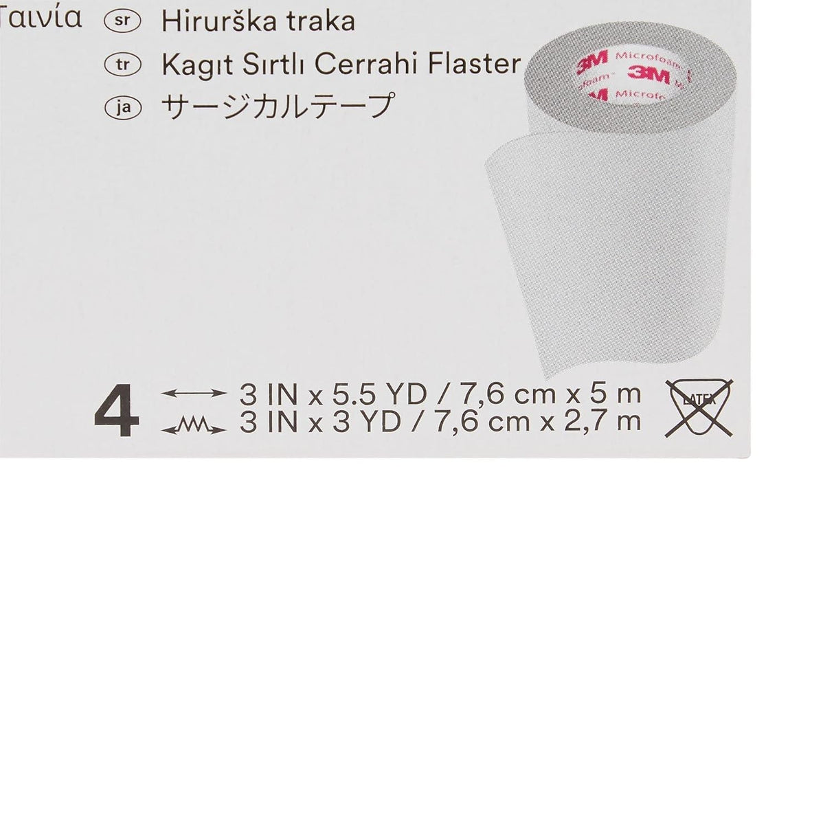 3M Microfoam Foam / Acrylic Adhesive Medical Tape, 3 Inch x 5-1/2 Yard, White