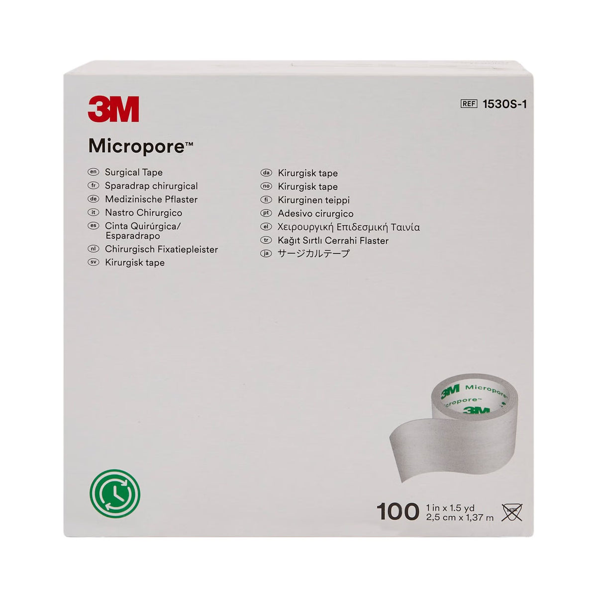 3M Micropore, Paper Medical Tape, White, 1" x 1.5 yd, Paper, NonSterile - 1530S-1 - LL Medico