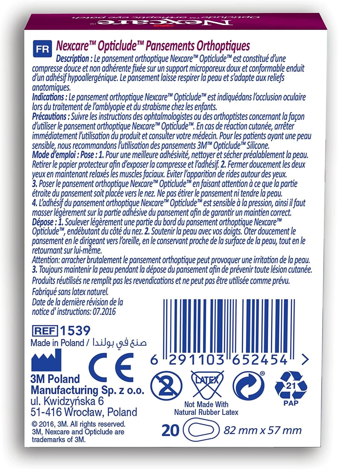 Nexcare Opticlude Orthoptic Eye Patch, Regular, 3.25" x 2.25"