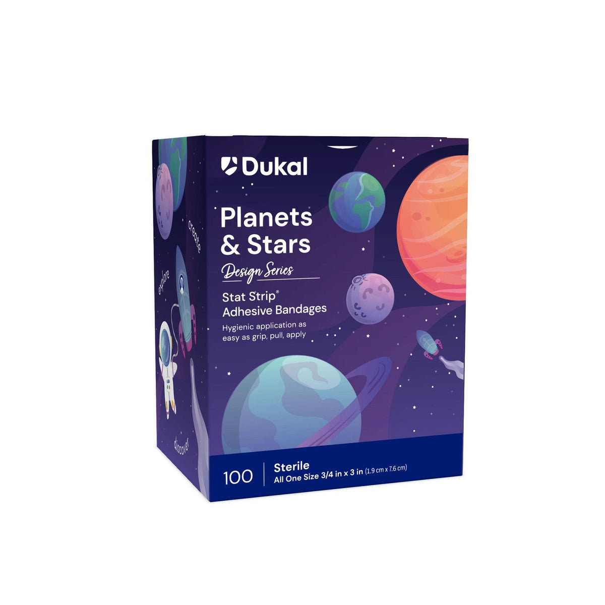 Stat Strip Adhesive Strip, Kid Design Planets / Stars, Plastic, Sterile, 0.75" x 3" - 15650 - LL Medico