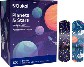 Dukal American White Cross First Aid Kid Design, Planets and Stars, Adhesive Strips