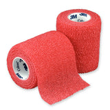 3M Coban Cohesive Bandage, Self-Adherent Closure, 3" x 5 yd, Red, Nonsterile, Standard Compression, Contains Latex - 1583R - LL Medico