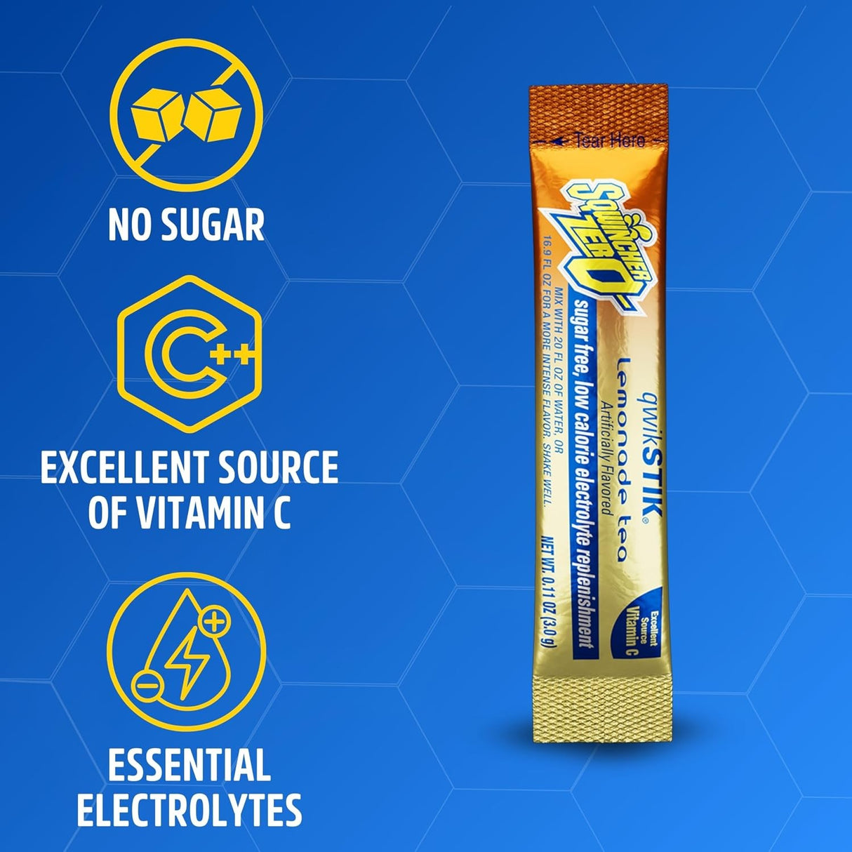 Sqwincher Qwik Stik Sugar Free Drink Mix, Lemonade, 0.11 oz