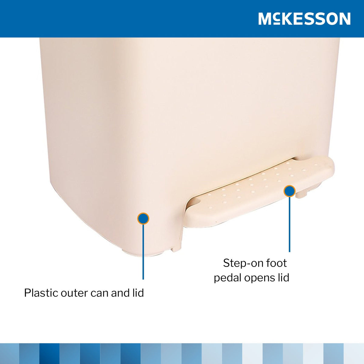 McKesson Waste Can, with Step-On Pedal, 52 Quart, 13 gal, Plastic, Rectangular, 14.76 x 15.16 x 26.57" - LL Medico