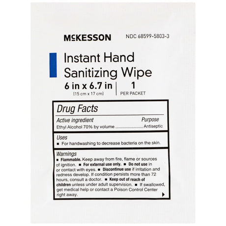 McKesson Instant Hand Sanitizing Wipes, 6" x 6.7" - 16-3500 - LL Medico